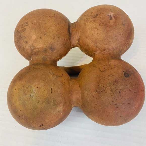 4 Section Primitive Rustic Clay Pot W/ Handle 8” x 8” x 3” - Picture 10 of 10